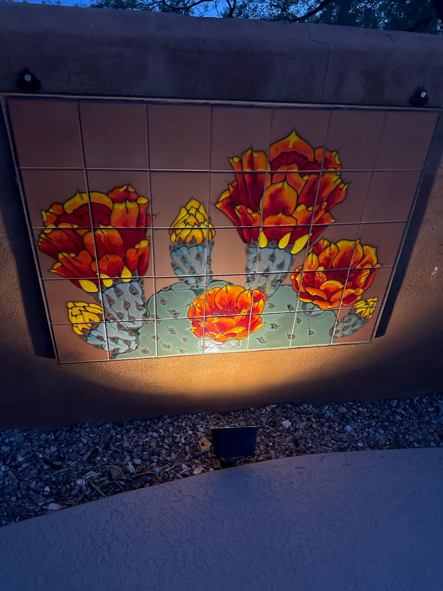 Illuminating Cacti Tile Mural at Tucson Residence image